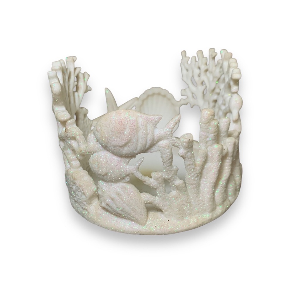White Coral & Shell Decorative Candle Holder